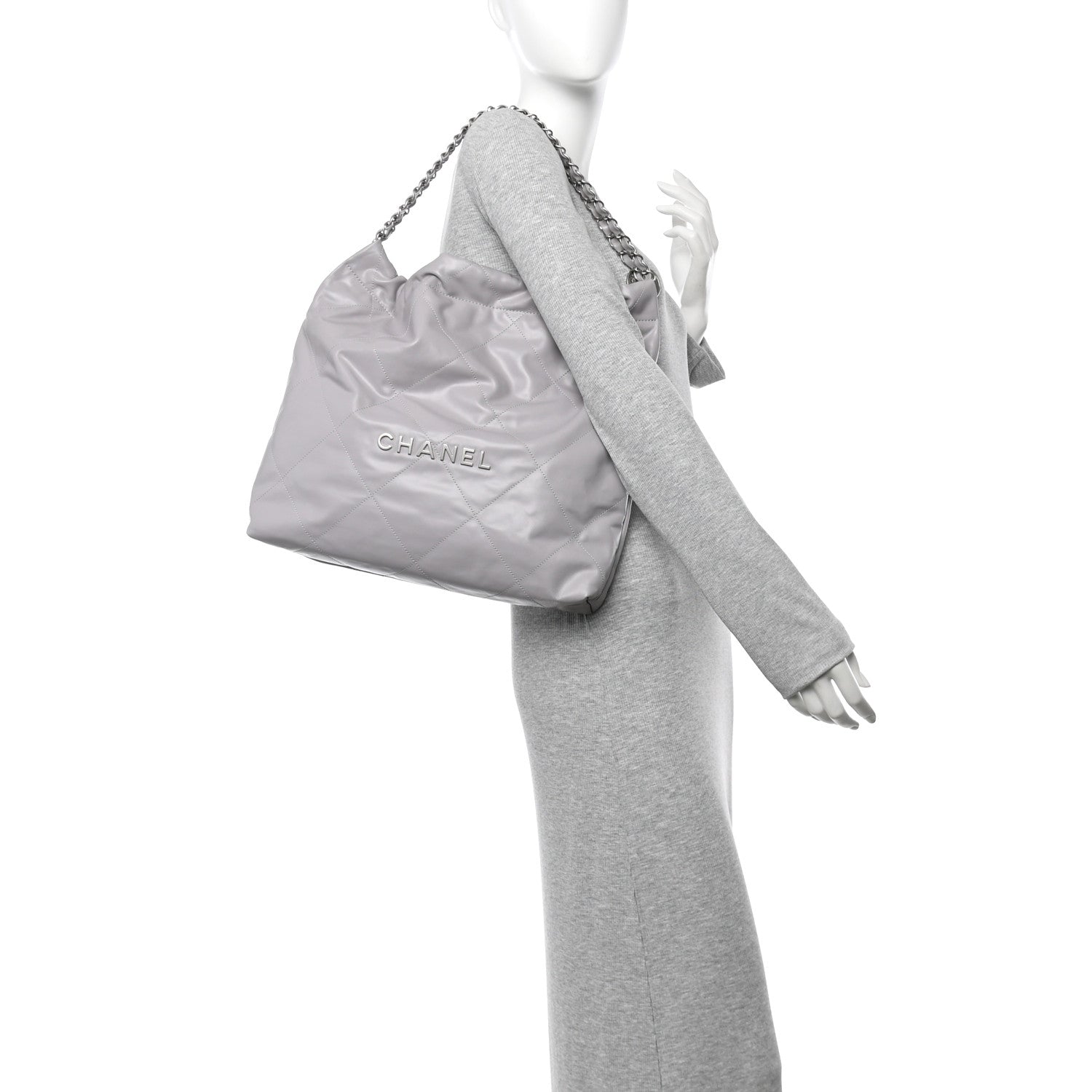 Chanel Shiny Calfskin Quilted Chanel 22 Grey 2 of 11