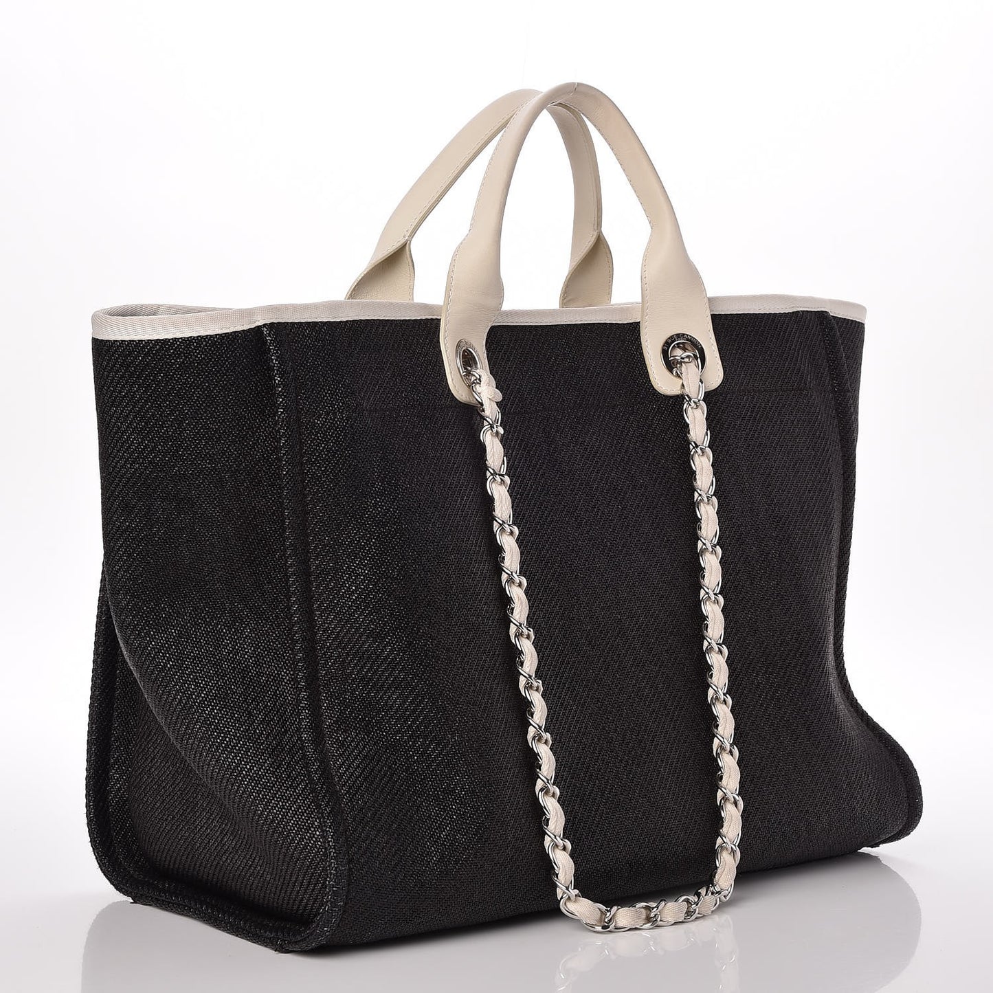 Canvas Large Deauville Tote Black White