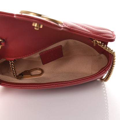 Gucci Calfskin Matelasse Super Mini GG Marmont Shoulder Bag Hibiscus Red 5 of 9