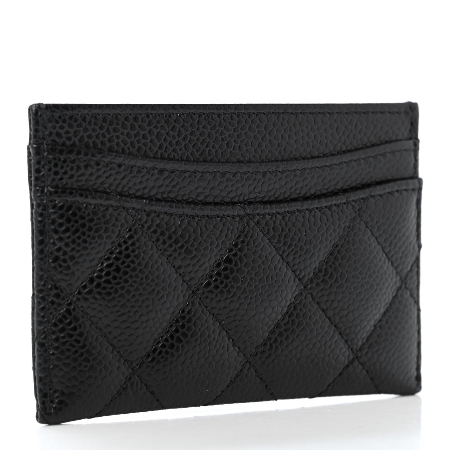Caviar Quilted Card Holder Black