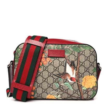 Gucci GG Supreme Monogram Tian Web Camera Bag Beige Multicolor Red 1 of 10