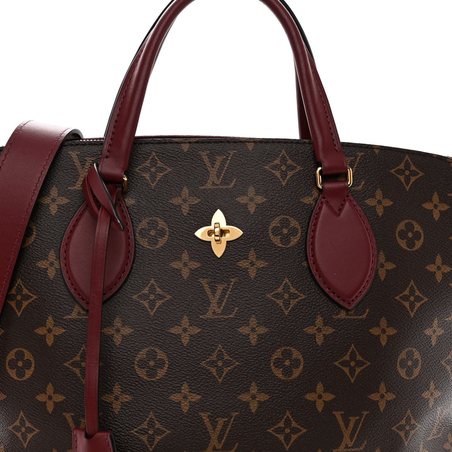 Monogram Flower Zipped Tote MM Bordeaux