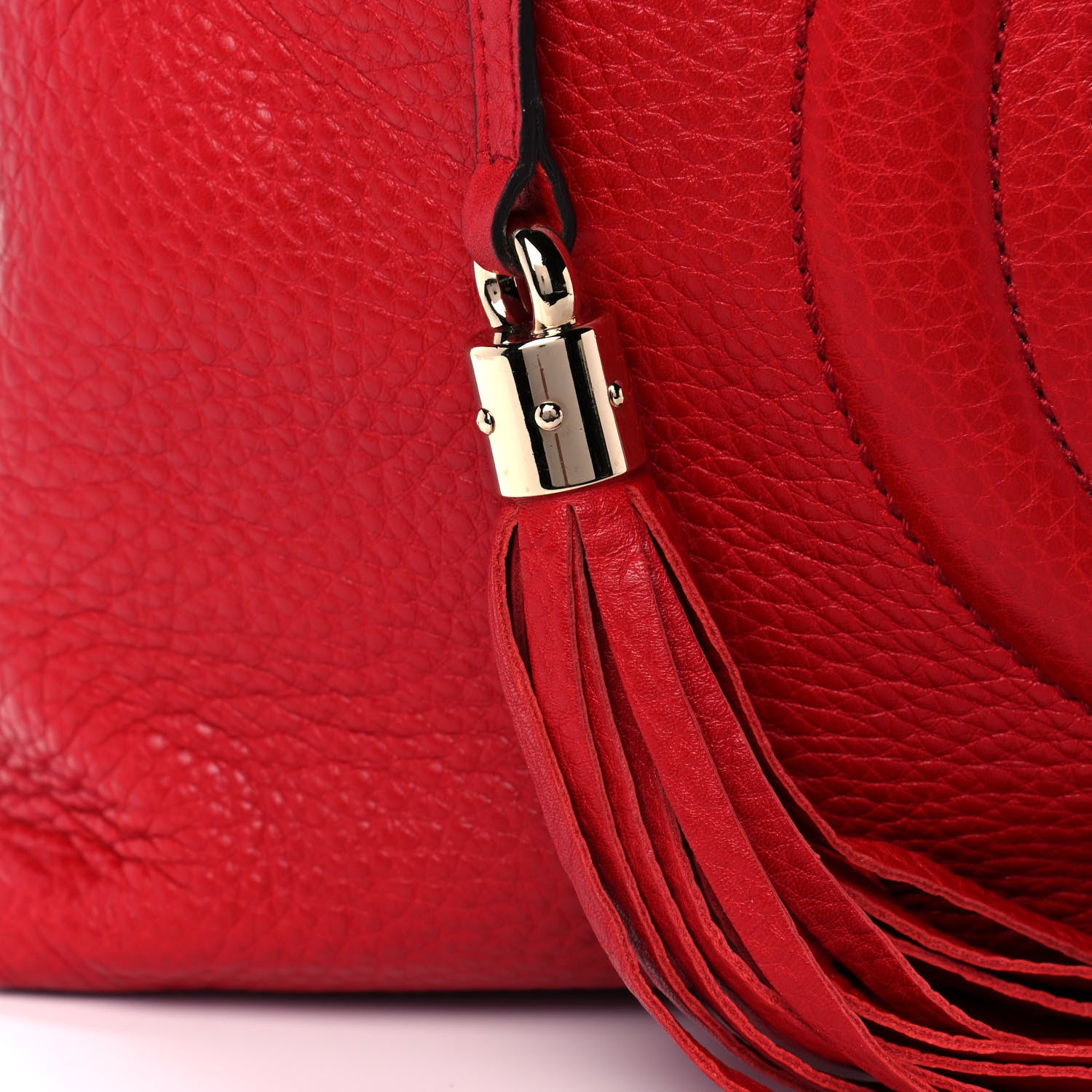 Gucci Pebbled Calfskin Medium Soho Chain Shoulder Bag Tabasco Red 9 of 14