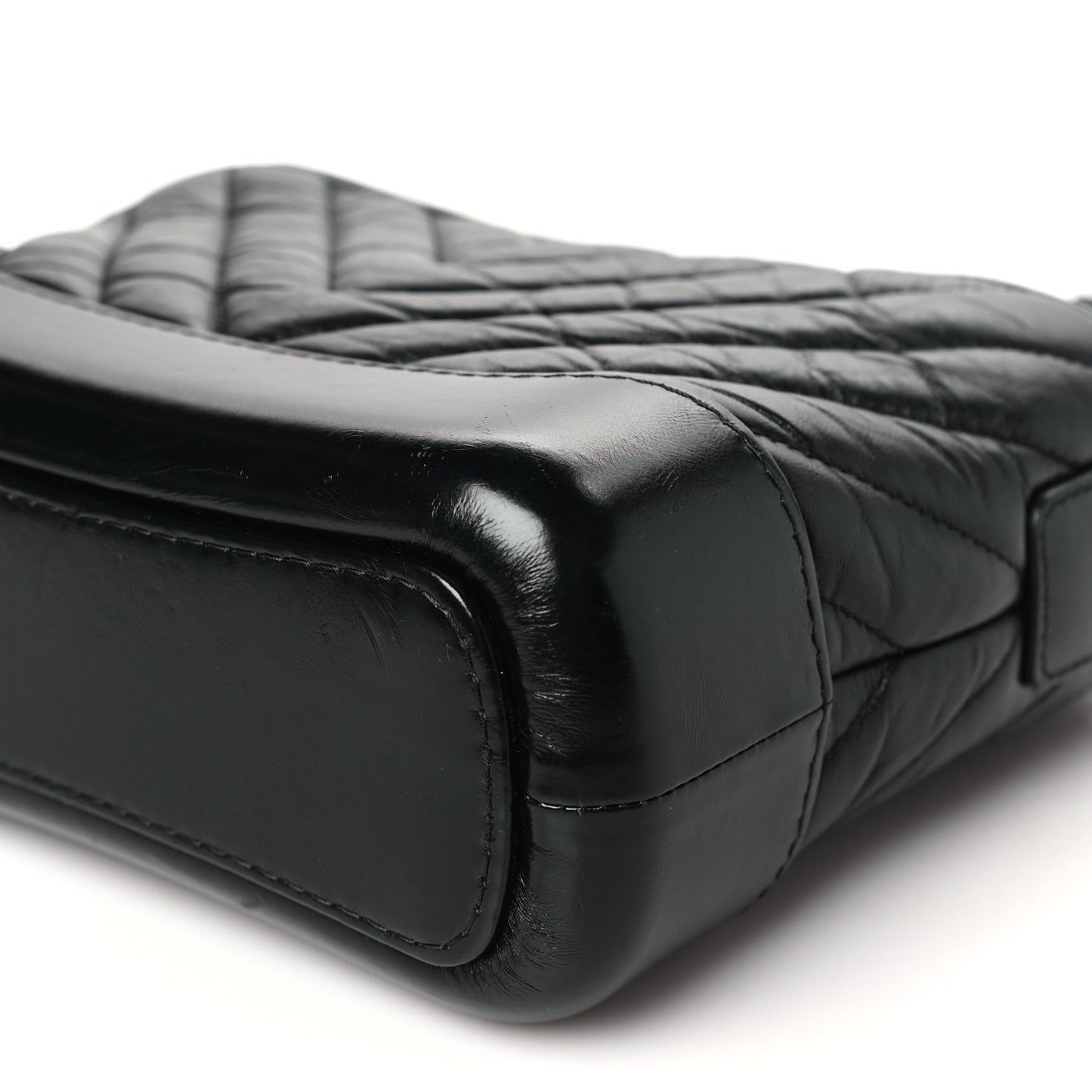 Aged Calfskin Chevron Quilted Small Gabrielle Hobo So Black