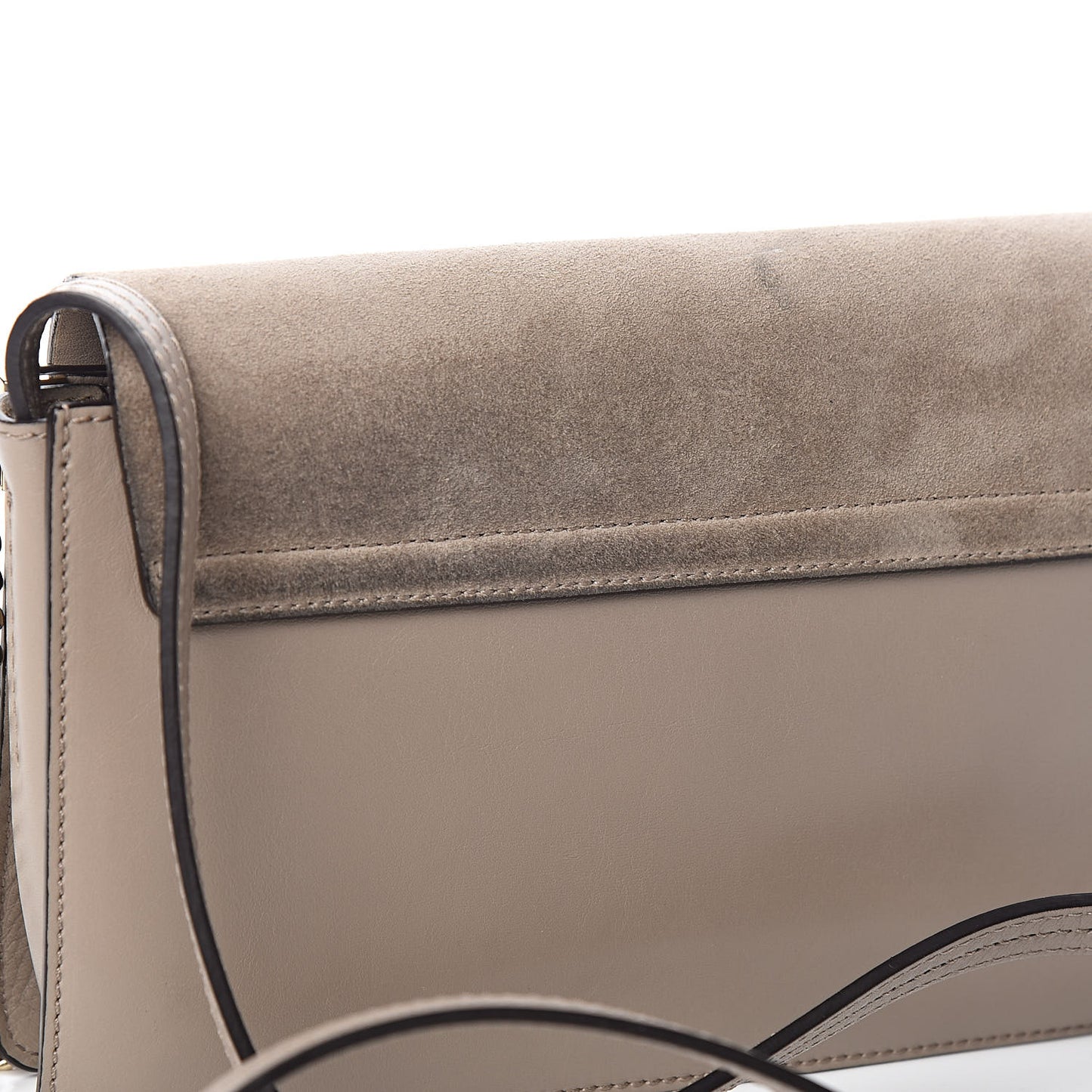 Suede Calfskin Small Faye Shoulder Bag Motty Grey