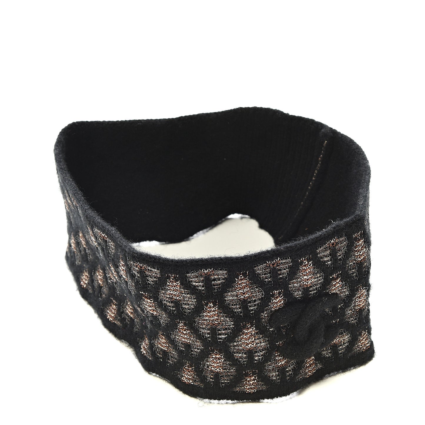 Metallic Cashmere CC Headband Black Brown