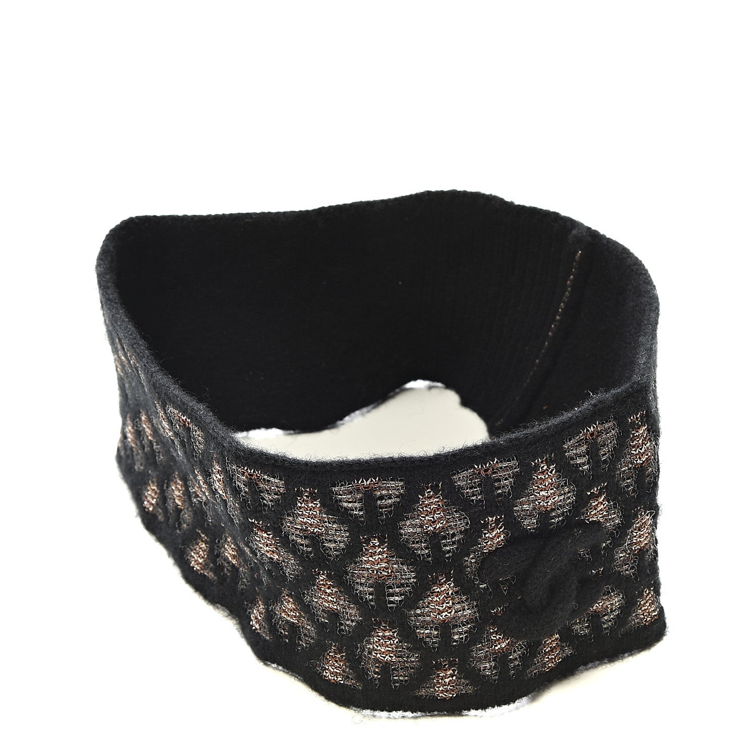Chanel Metallic Cashmere CC Headband Black Brown 3 of 3
