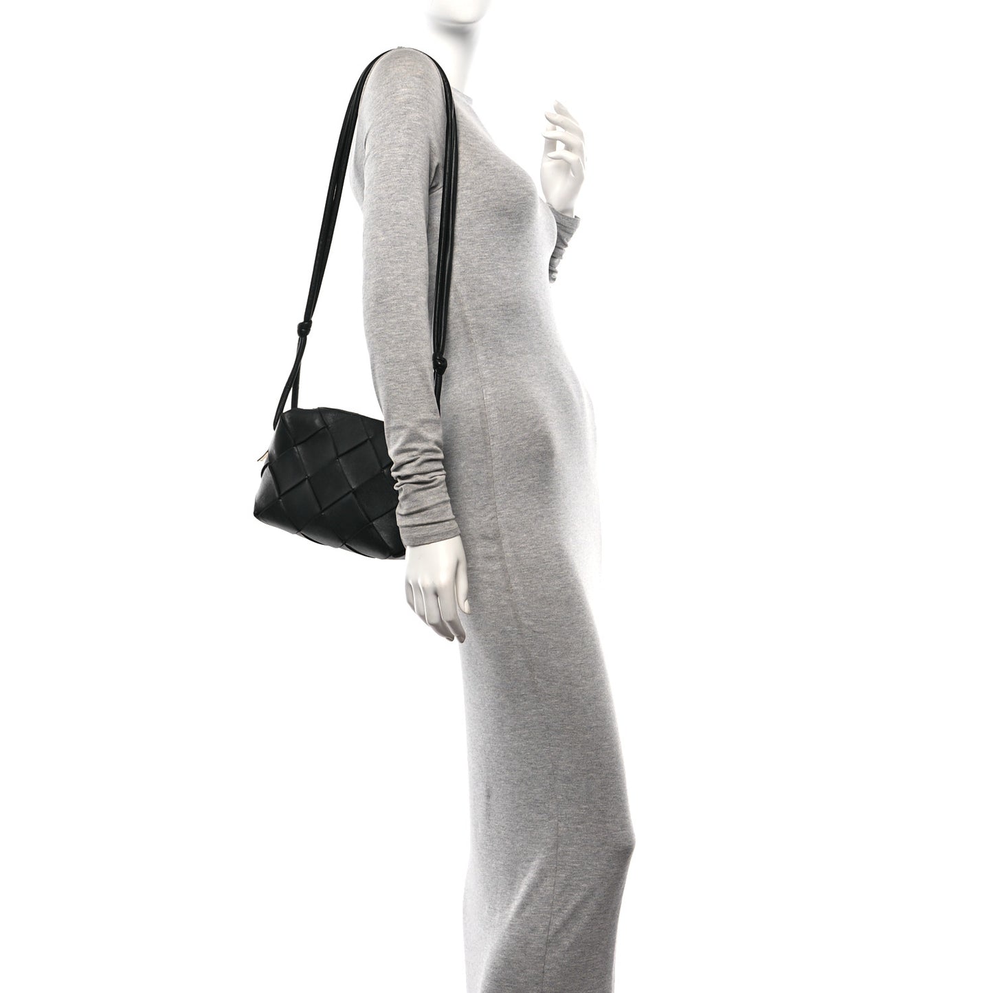 Lambskin Maxi Intrecciato Small Cassette Camera Bag Black