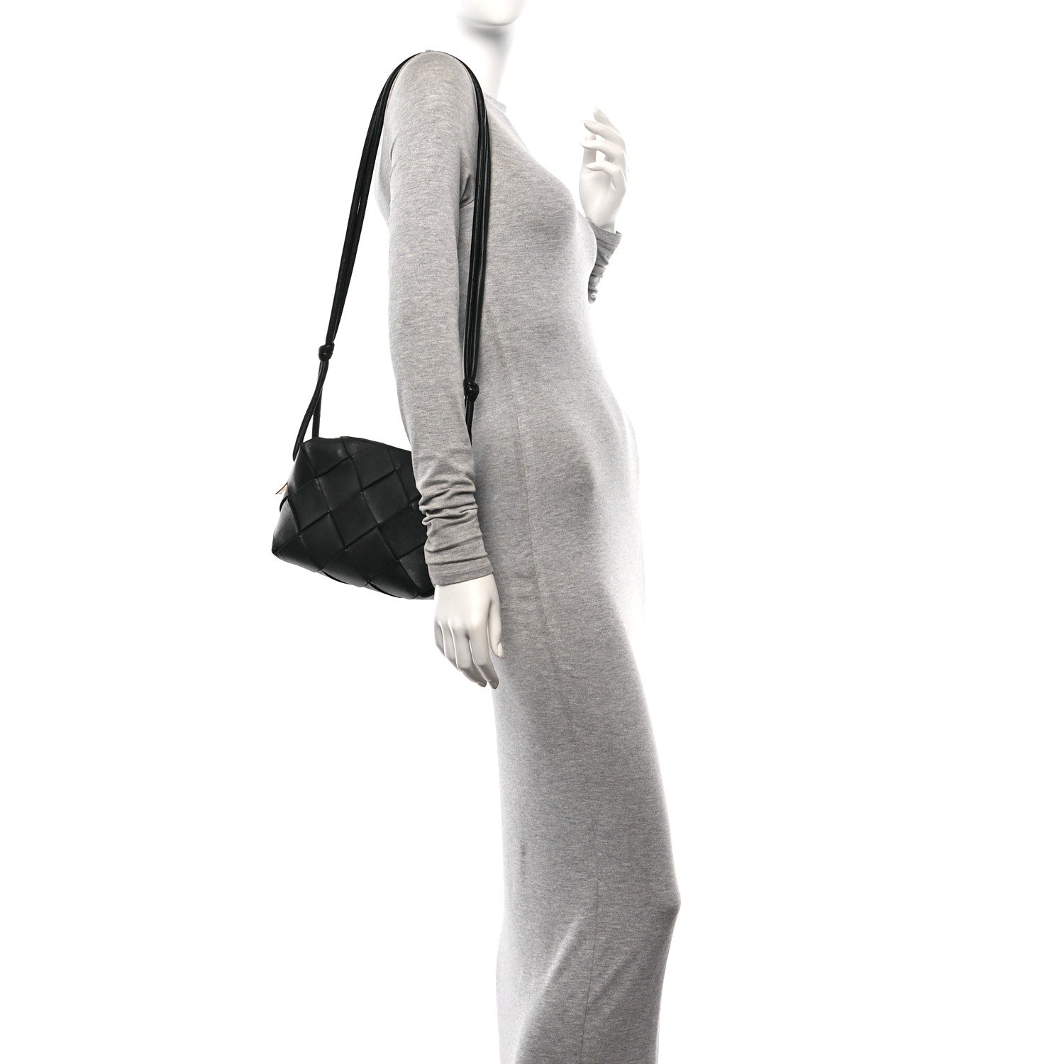 Bottega Veneta Lambskin Maxi Intrecciato Small Cassette Camera Bag Black 2 of 10