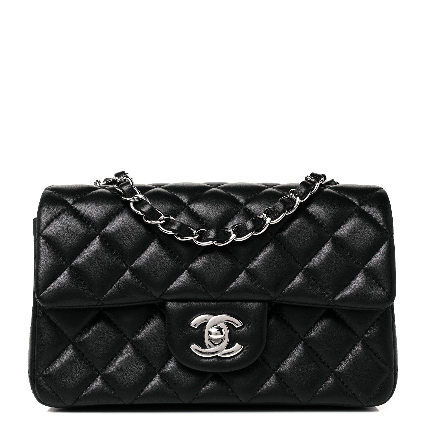 Chanel Lambskin Quilted Mini Rectangular Flap Black 1 of 10
