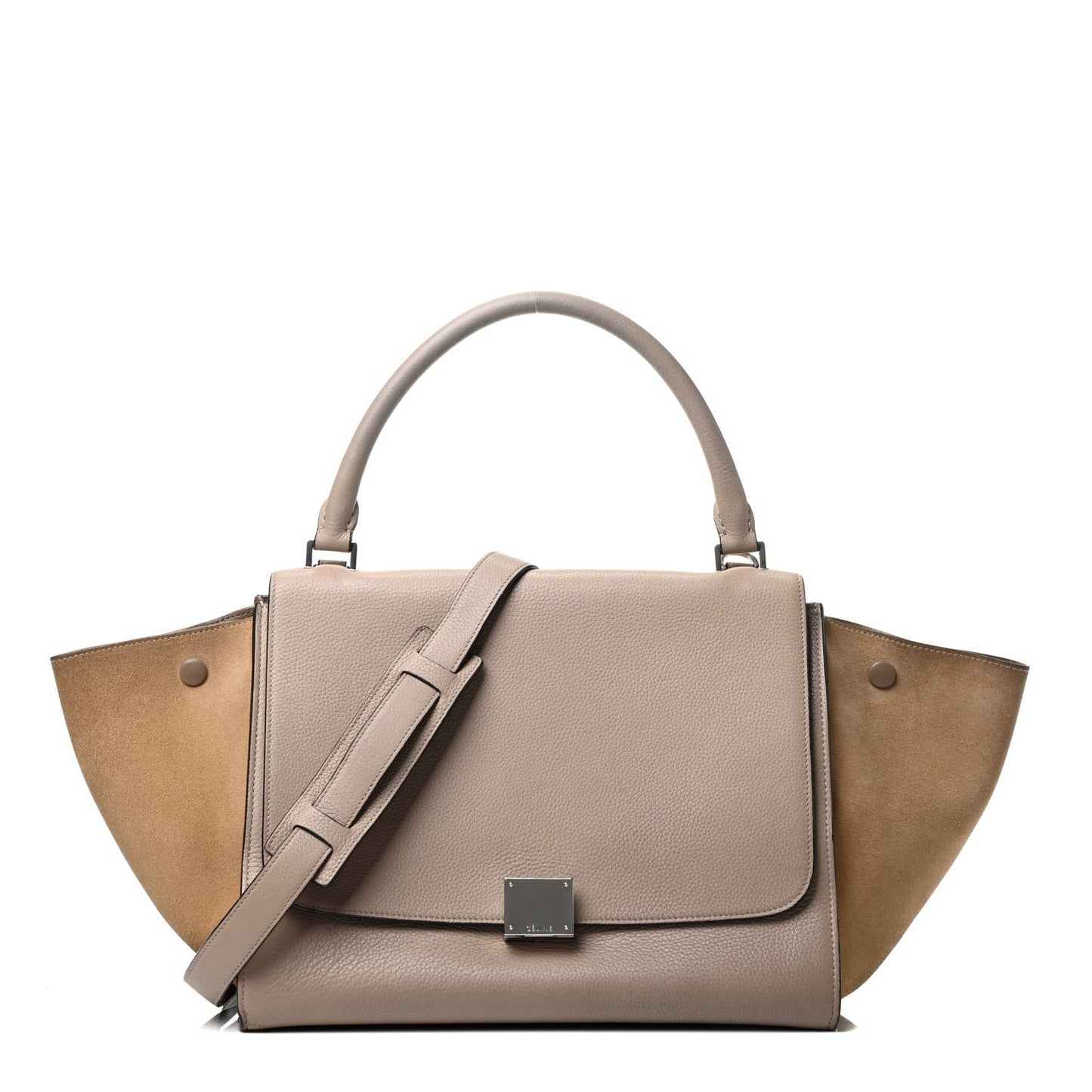 Drummed Calfskin Suede Medium Trapeze Dune