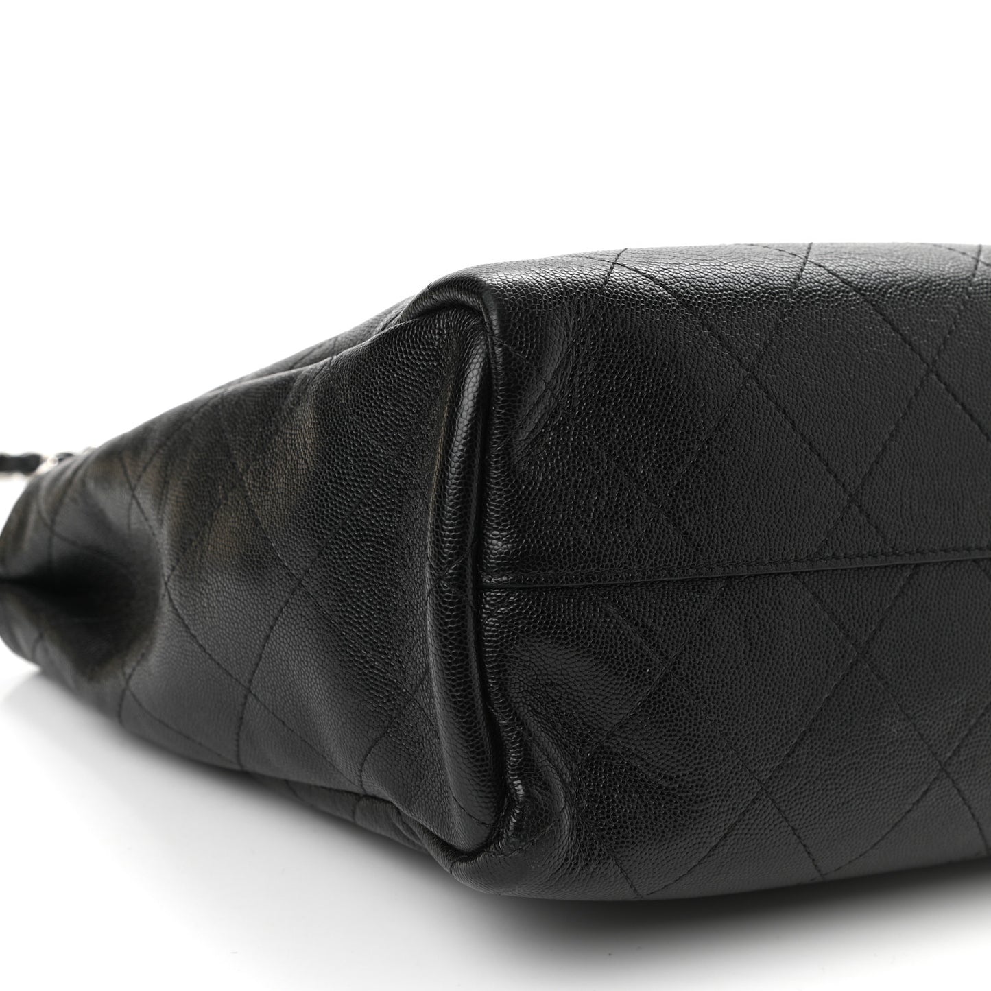 Caviar Stitched Medium Lady Coco Shopping Tote Black