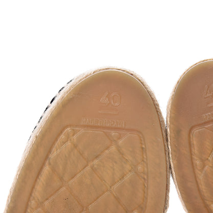 Chanel Woven Fabric Grosgrain CC Espadrilles 40 White Black 6 of 10