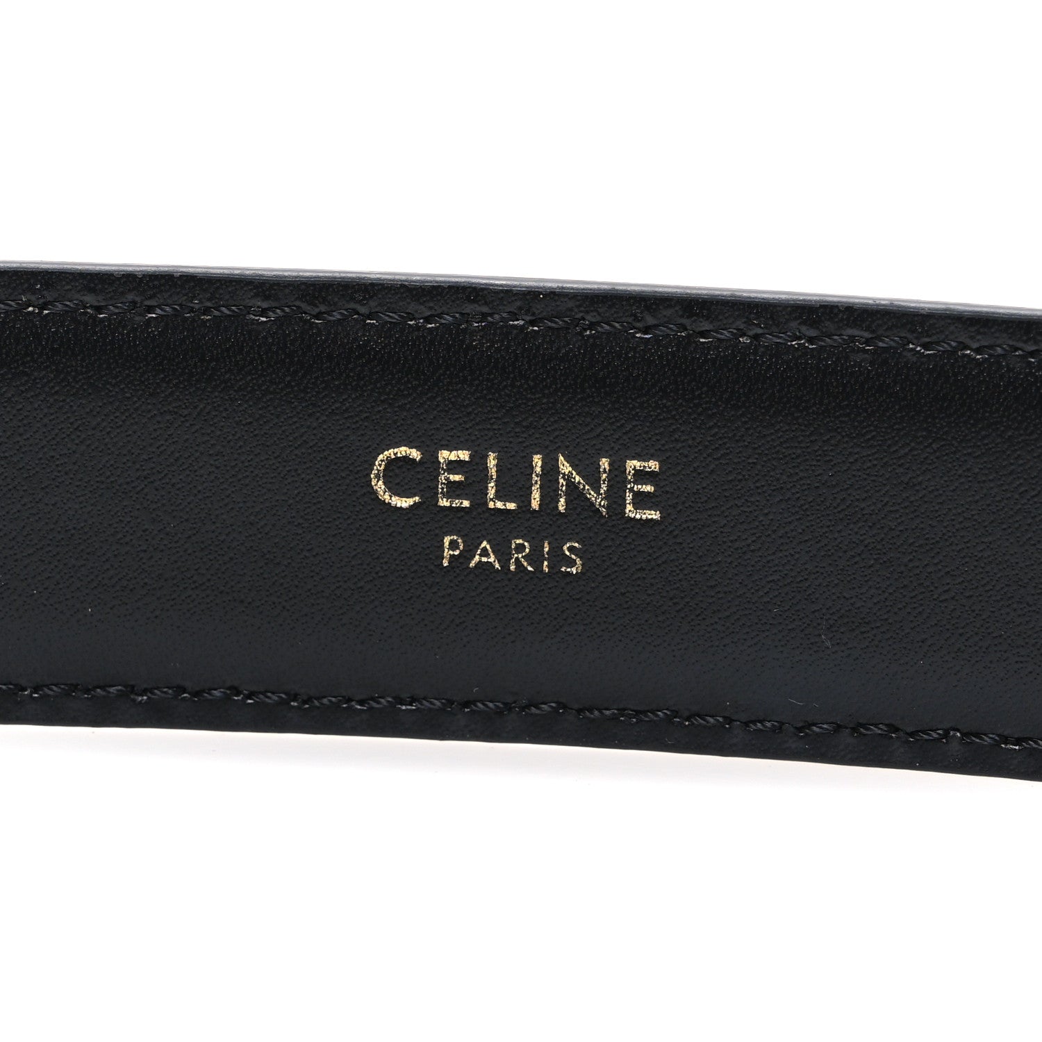 Celine Box Calfskin Medium 25mm Triomphe Belt 70 Black 1836221