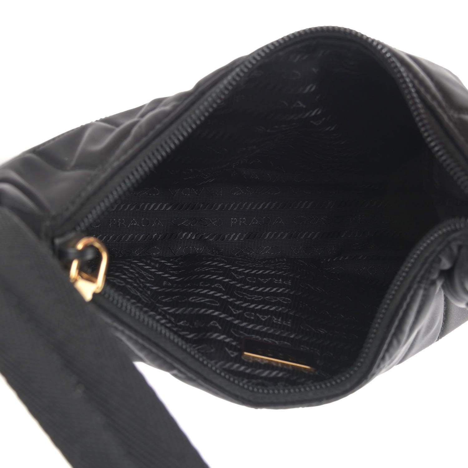 Prada Tessuto Nylon Stitched Shoulder Bag Black 5 of 12