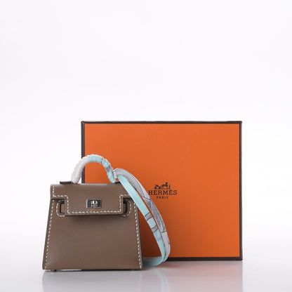Hermes Tadelakt Mini Kelly Twilly Bag Charm Etoupe 11 of 11