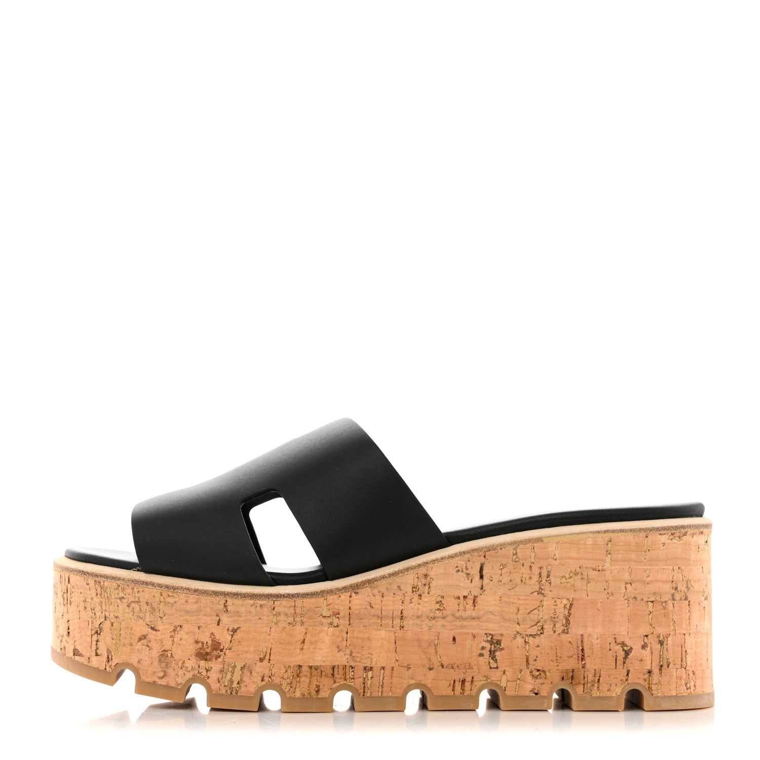Hermes Calfskin Cork Eze 30 Sandals 38 Black 1 of 9