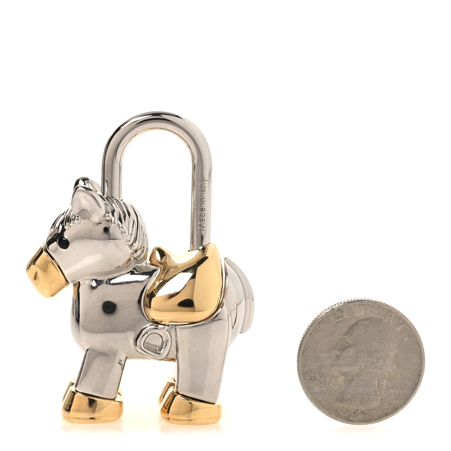 Loewe Metal Horse Lock Charm Silver Gold 2 of 5