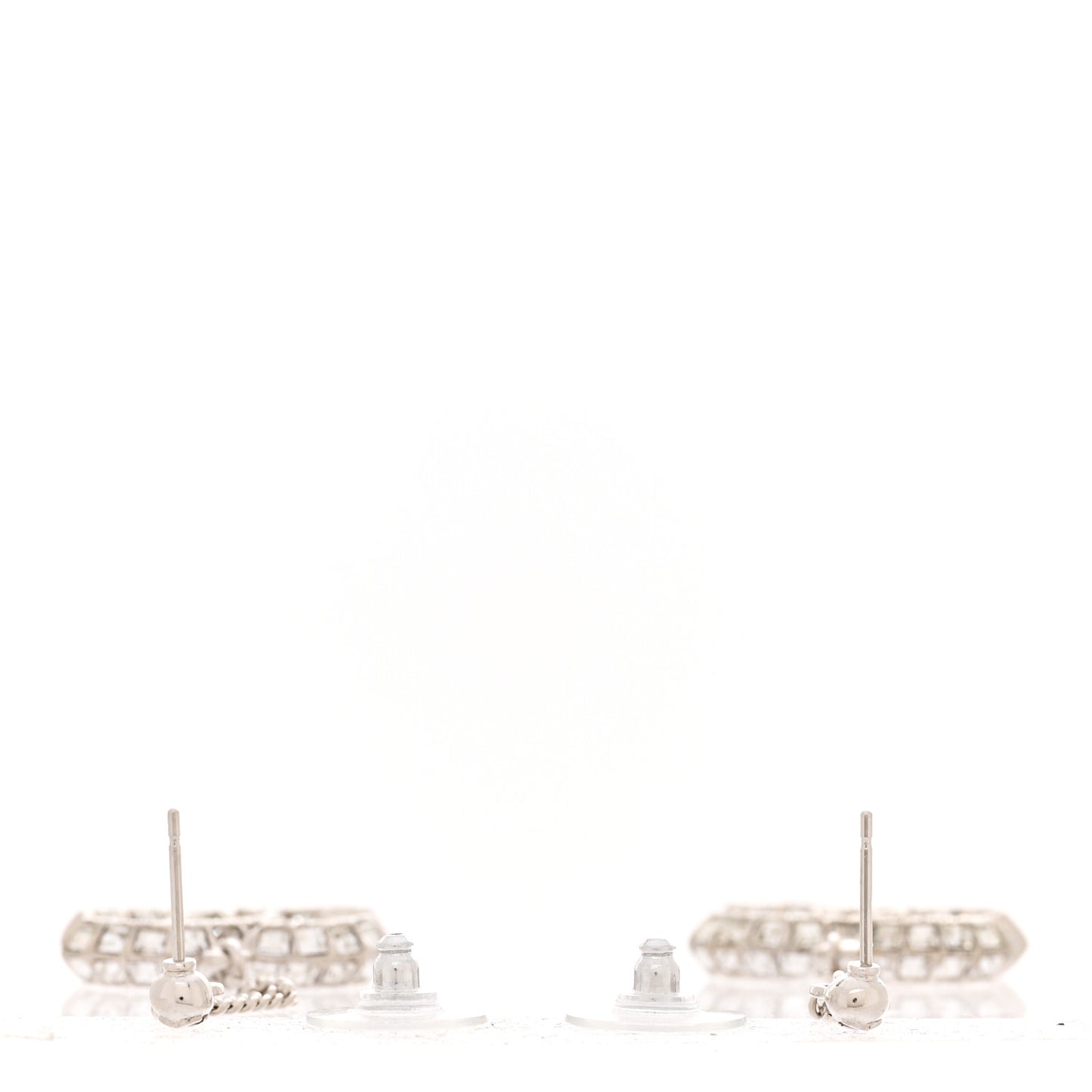 Baguette Crystal CC Drop Earrings Silver