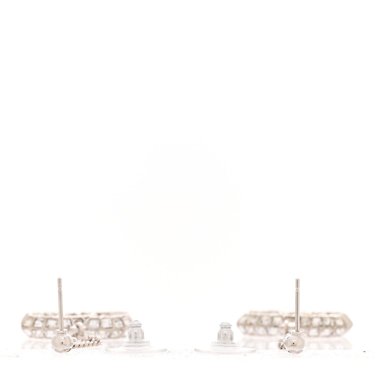 Chanel Baguette Crystal CC Drop Earrings Silver 3 of 4