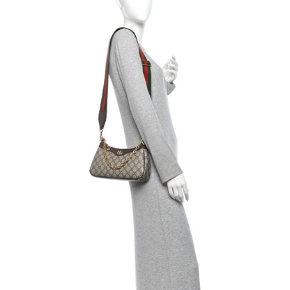 Gucci GG Supreme Monogram Textured Dollar Calfskin Web Small Ophidia GG Handbag Beige Ebony New Acero 2 of 10