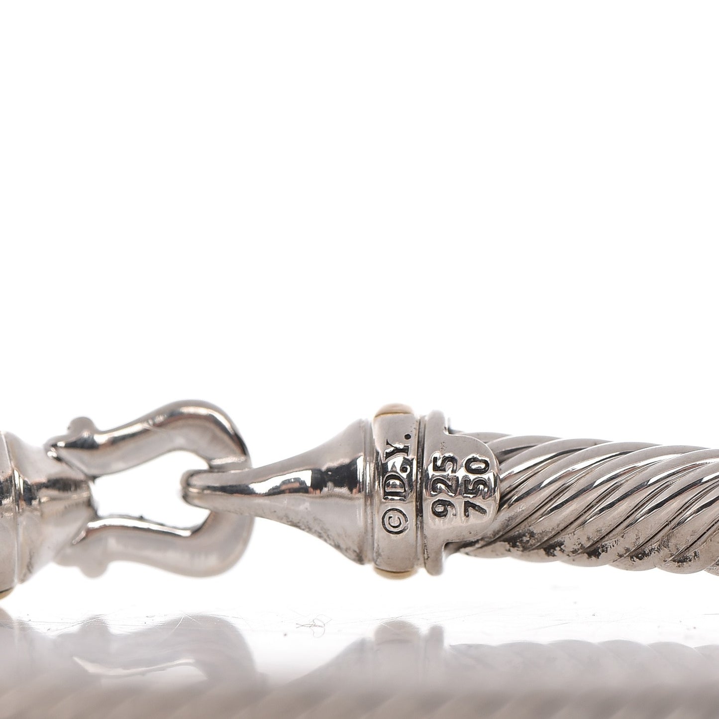 Sterling Silver 18K Yellow Gold 5mm Cable Classic Buckle Bracelet