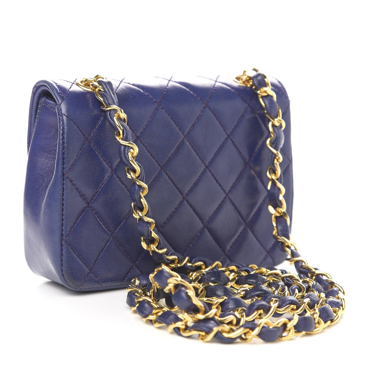 Chanel Lambskin Quilted Mini Square Flap Blue 3 of 12