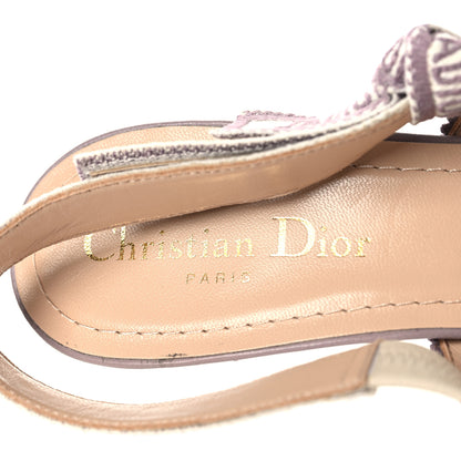 Christian Dior Canvas Embroidered Voyage Cotton Ribbon J'Adior Slingback 65mm Pumps 38 Poudre Multicolor 9 of 9