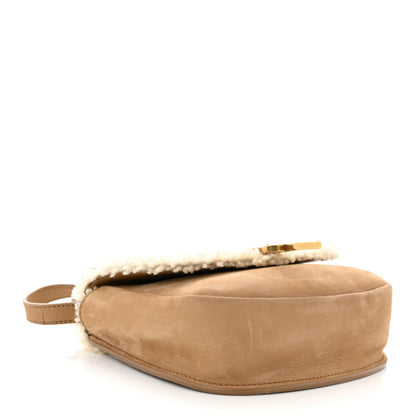 Saint Laurent Suede Shearling Small Kaia Satchel Natural Tan 4 of 11