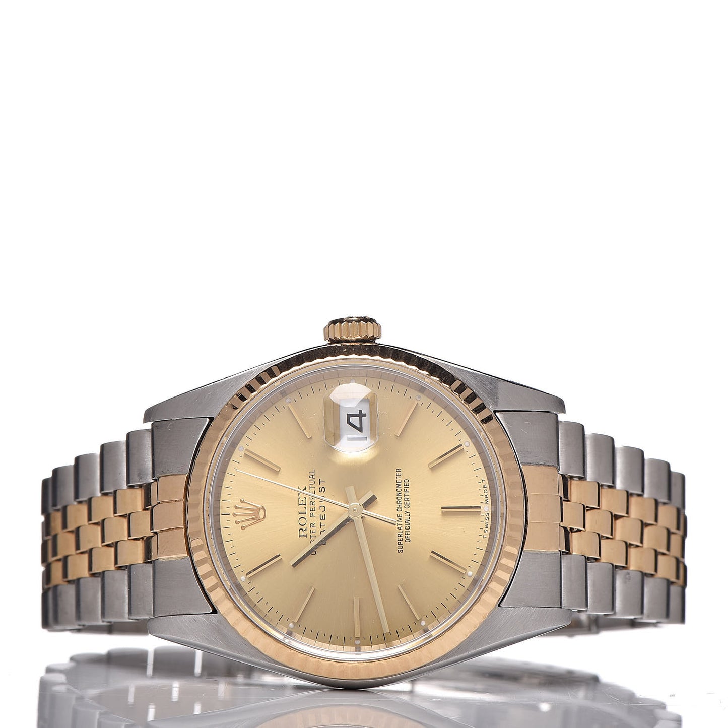 Stainless Steel 18K Yellow Gold 36mm Oyster Perpetual Datejust Watch Champagne 16203
