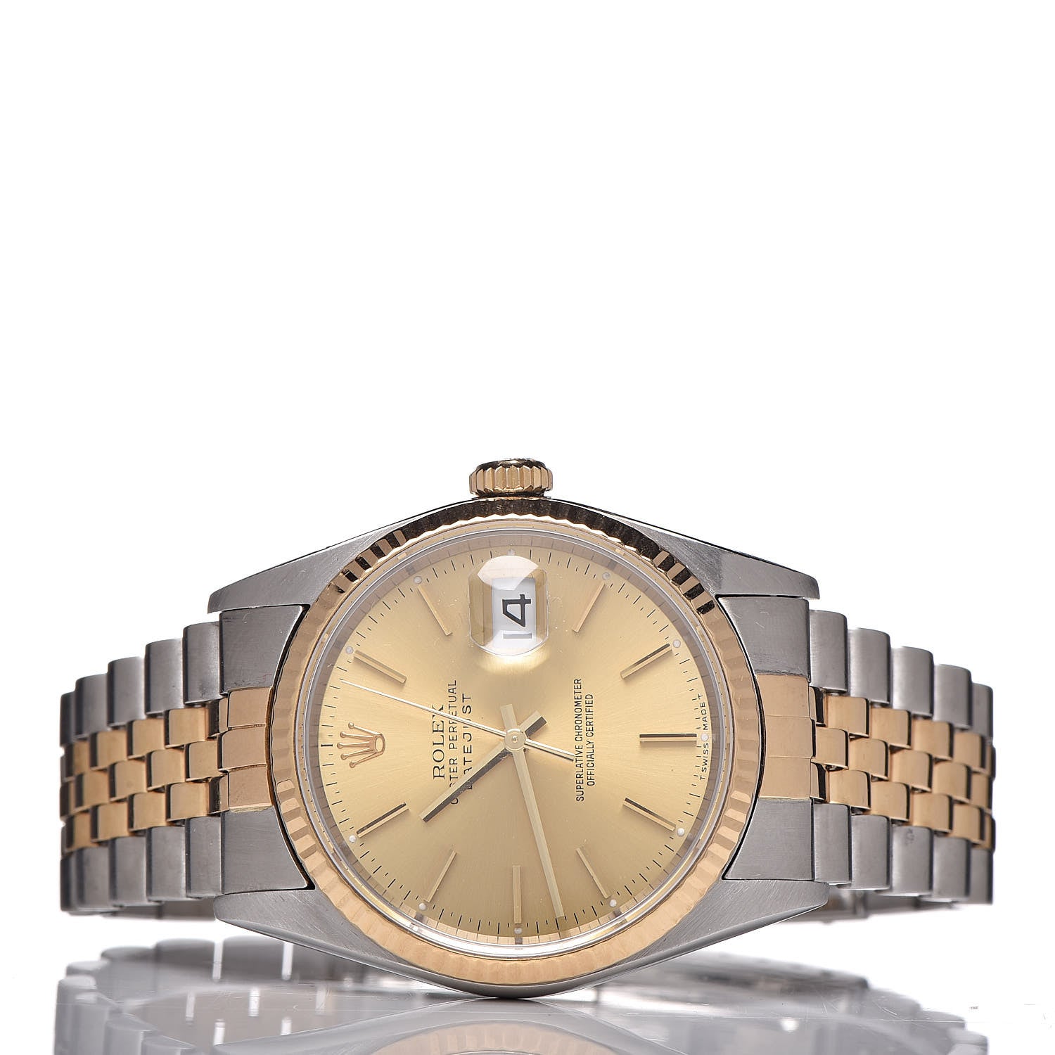 Rolex Stainless Steel 18K Yellow Gold 36mm Oyster Perpetual Datejust Watch Champagne 16203 3 of 8