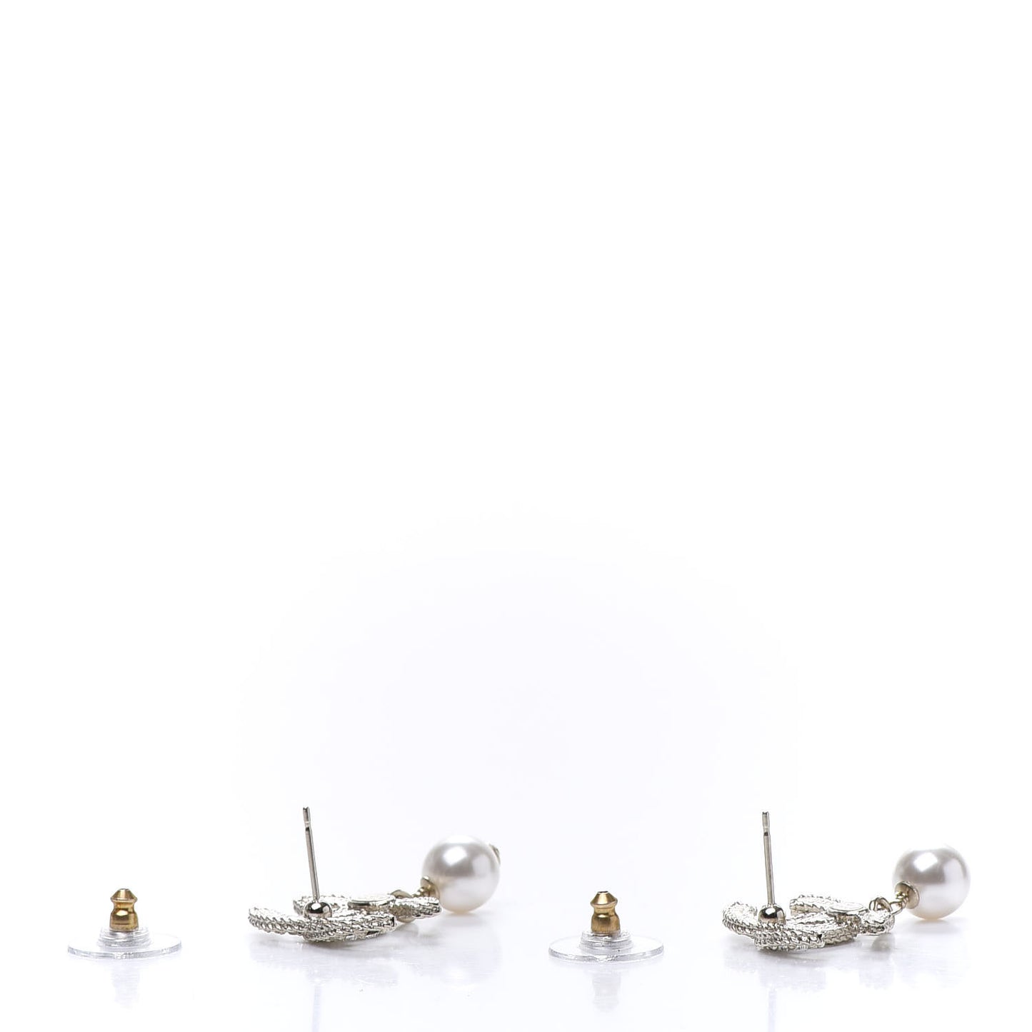 Crystal Pearl CC Drop Earrings Gold