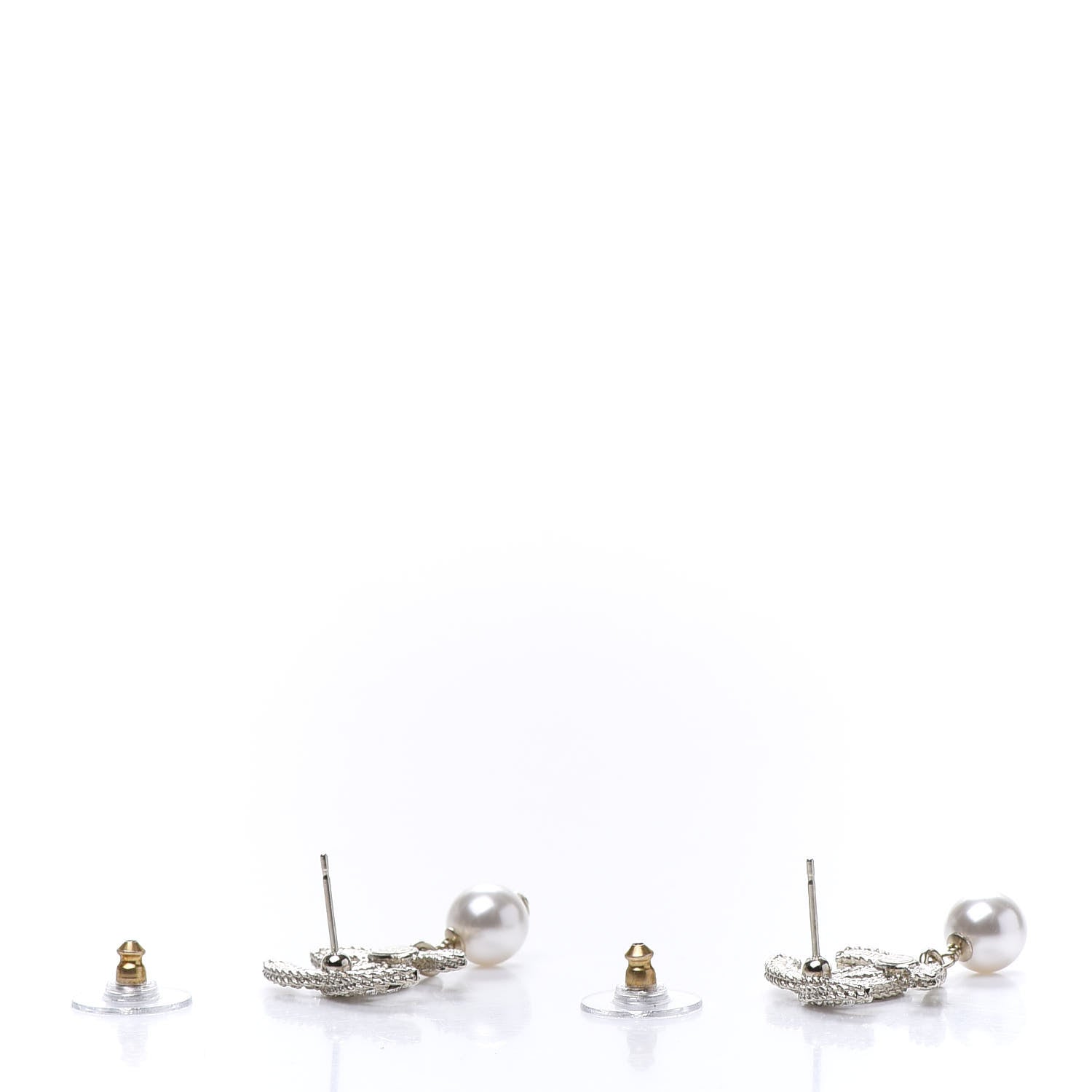 Chanel Crystal Pearl CC Drop Earrings Gold 4 of 5