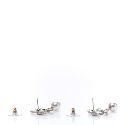 Chanel Crystal Pearl CC Drop Earrings Gold 4 of 5