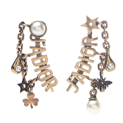 Christian Dior Pearl Crystal J'Adior Earrings Aged Gold 1 of 4