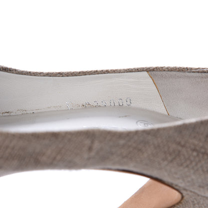 Chanel Linen Lambskin CC Chain Cap Toe Platform Pumps 40 Beige Fonce Black 11 of 11