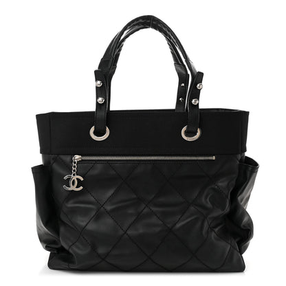 Chanel Coated Canvas Quilted Large Paris Biarritz Tote Black 1 of 13