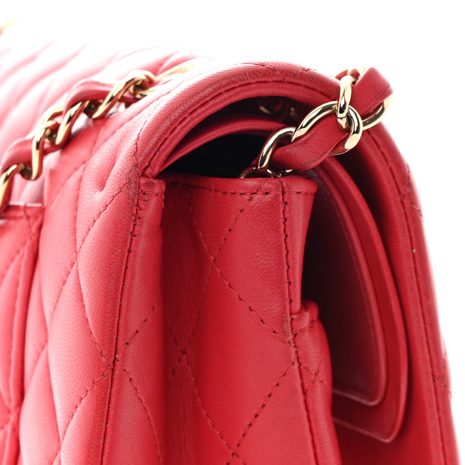 Chanel Lambskin Quilted Medium Double Flap Dark Pink 13 of 16
