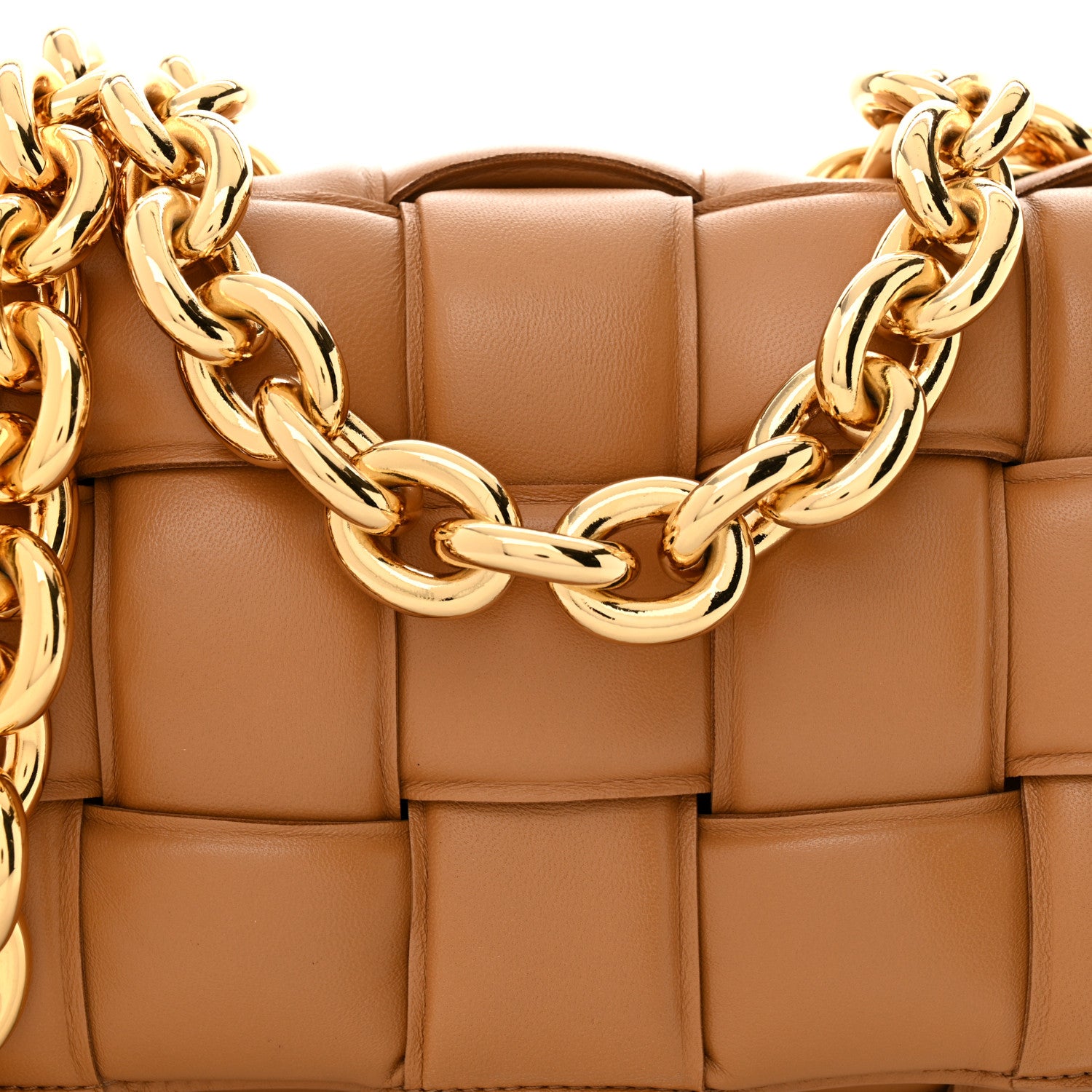 Bottega Veneta Lambskin Maxi Intreccio Padded Chain Cassette Crossbody Bag Caramel 8 of 11