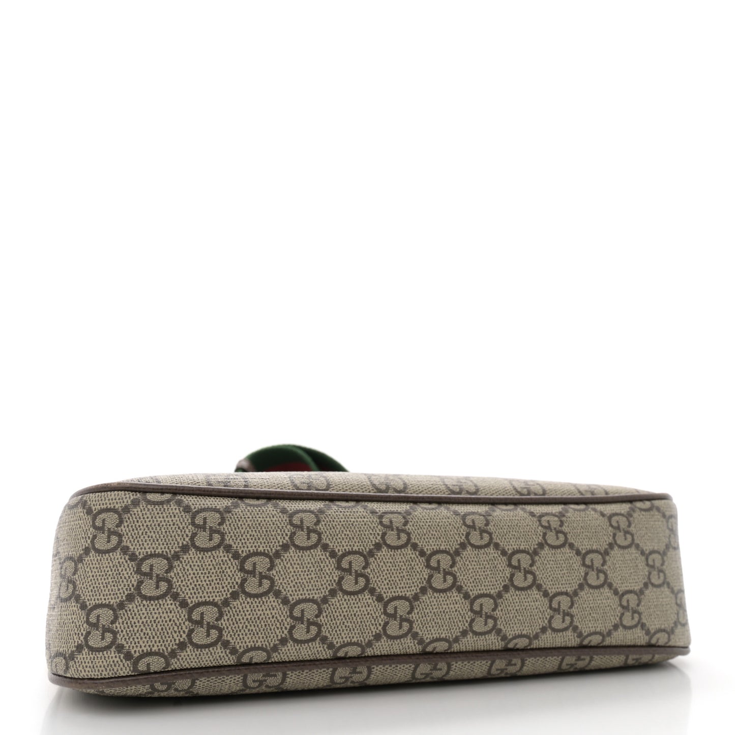 GG Supreme Monogram Textured Dollar Calfskin Web Small Ophidia GG Handbag Beige Ebony New Acero
