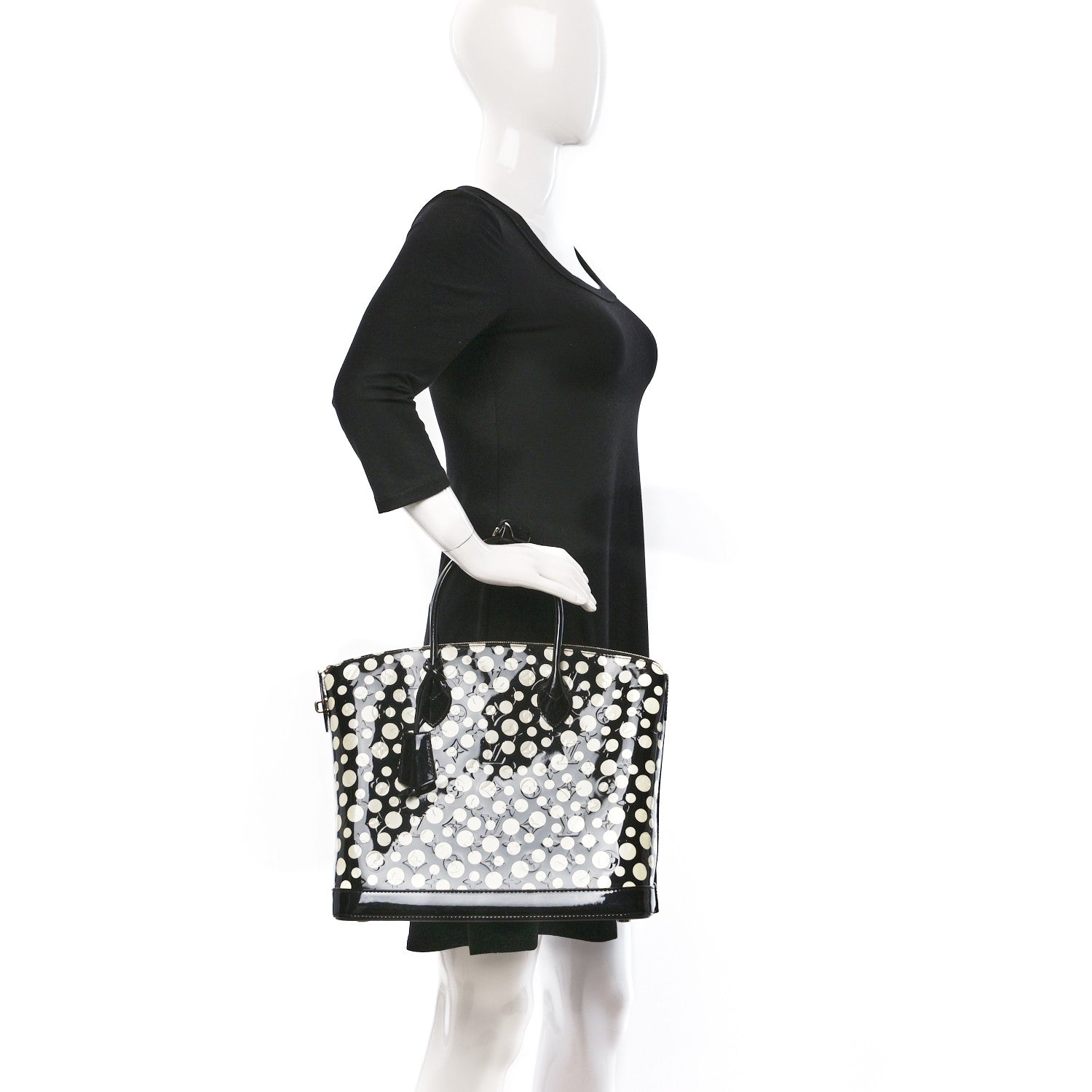 Louis Vuitton Vernis Kusama Infinity Dots Lockit MM Black 2 of 9