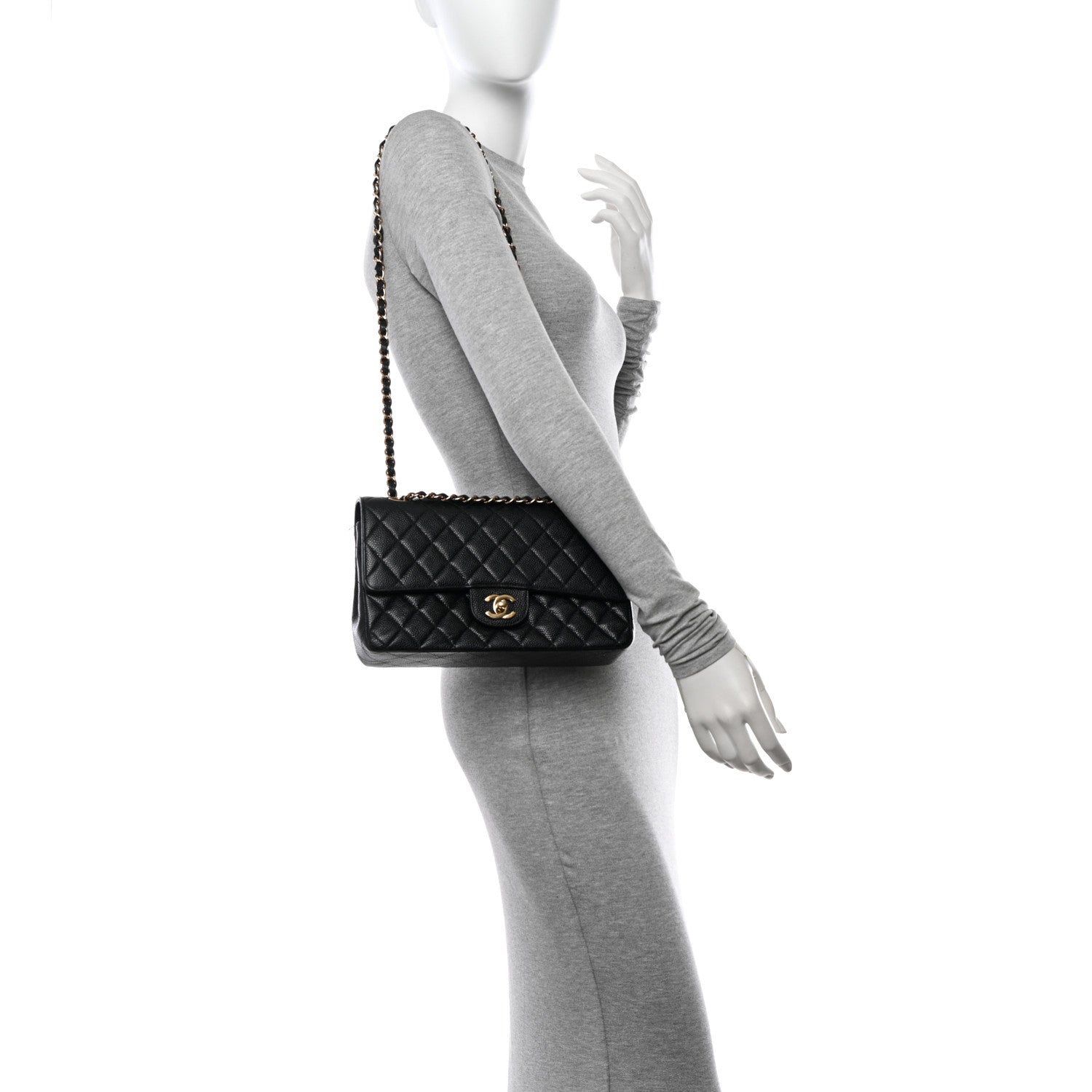 Chanel Caviar Quilted Medium Double Flap Black 2 of 12
