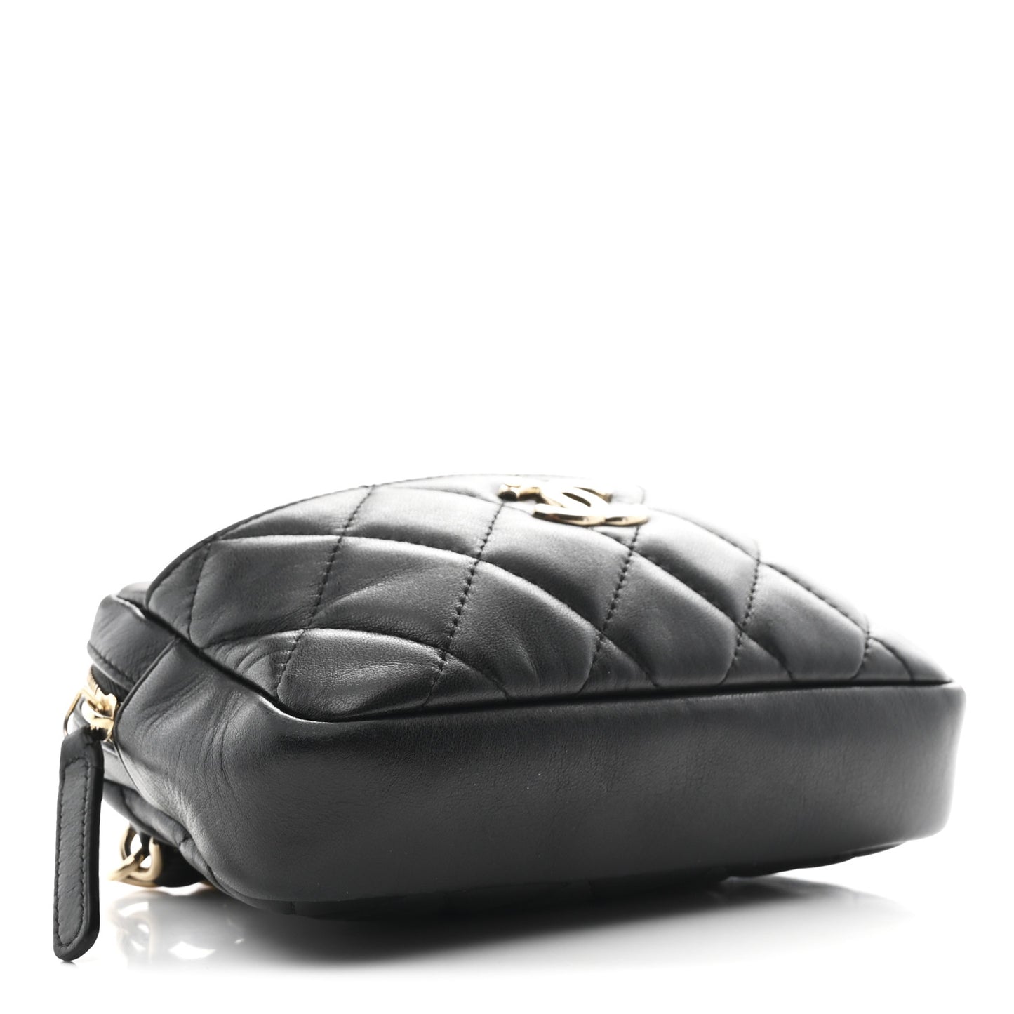 Lambskin Quilted Waist Bag With Pouch Black