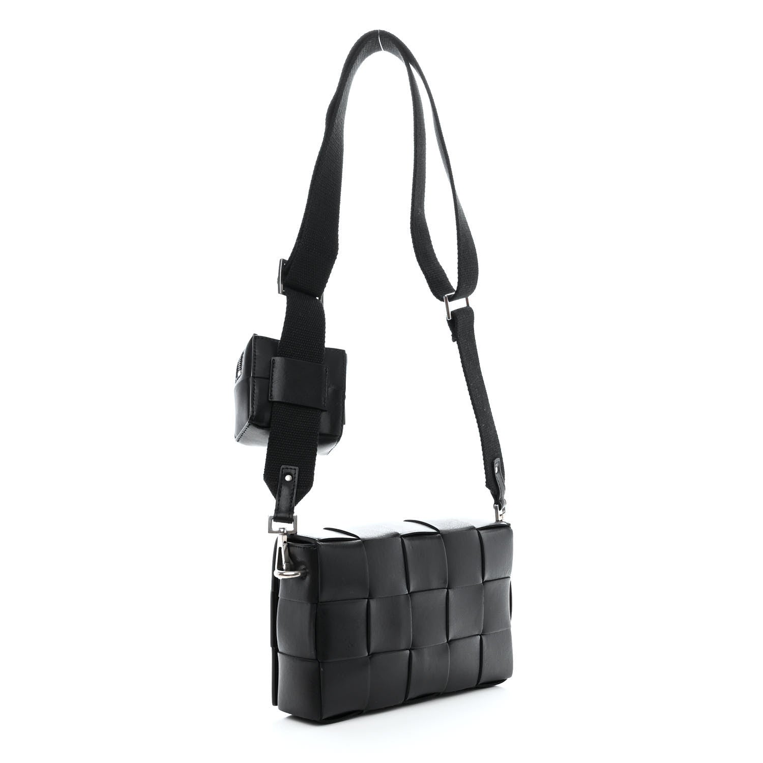 Bottega Veneta Calfskin Maxi Intreccio Cassette With Strap Bag Black 3 of 11