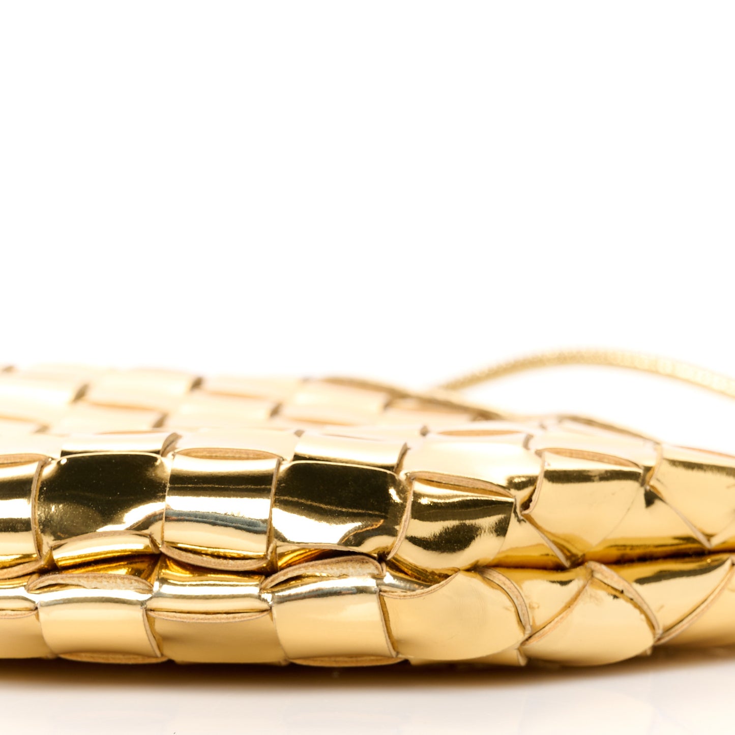 Mirror Laminated Nappa Intrecciato Mini Sardine Bag Gold