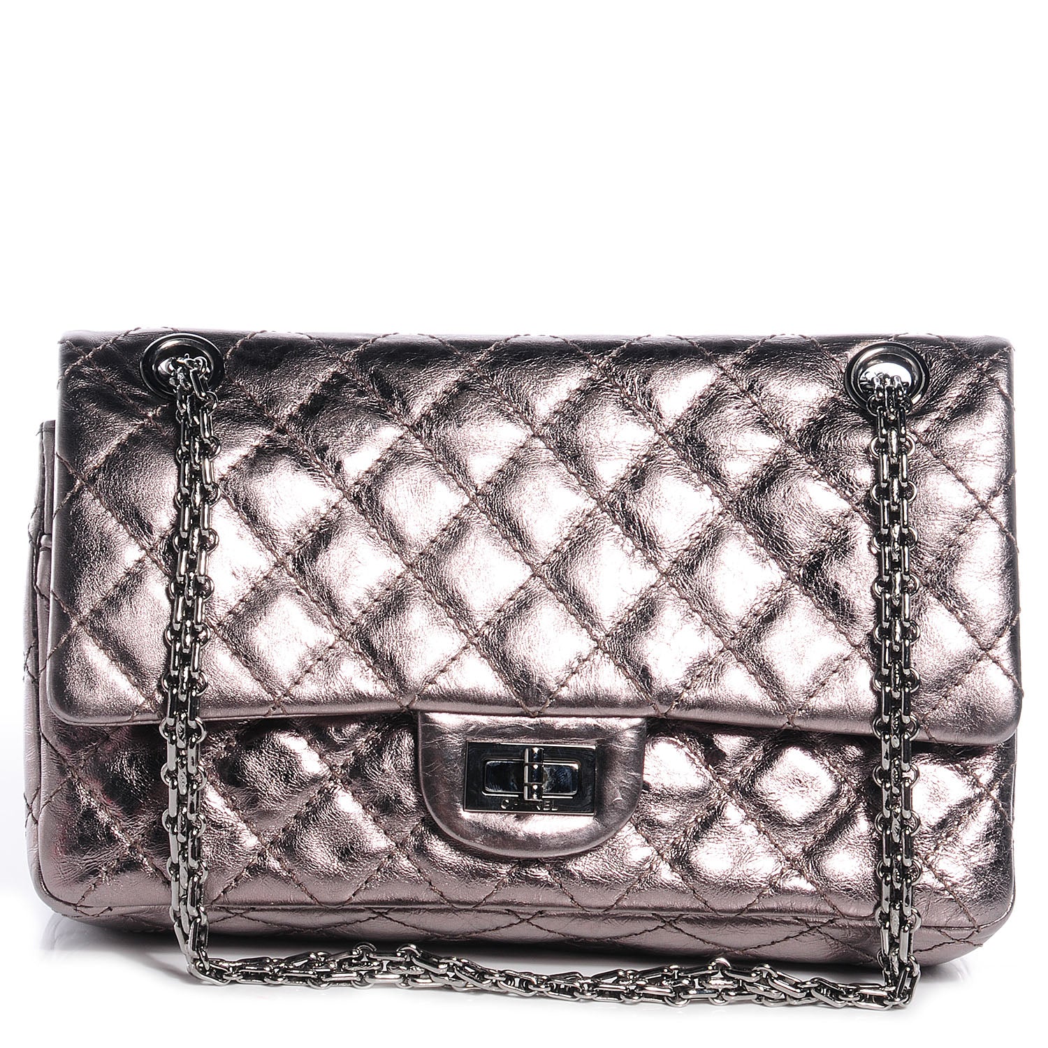 Chanel Aged Calfskin 2.55 Reissue 225 Flap Metallic Dark Silver 1 of 9