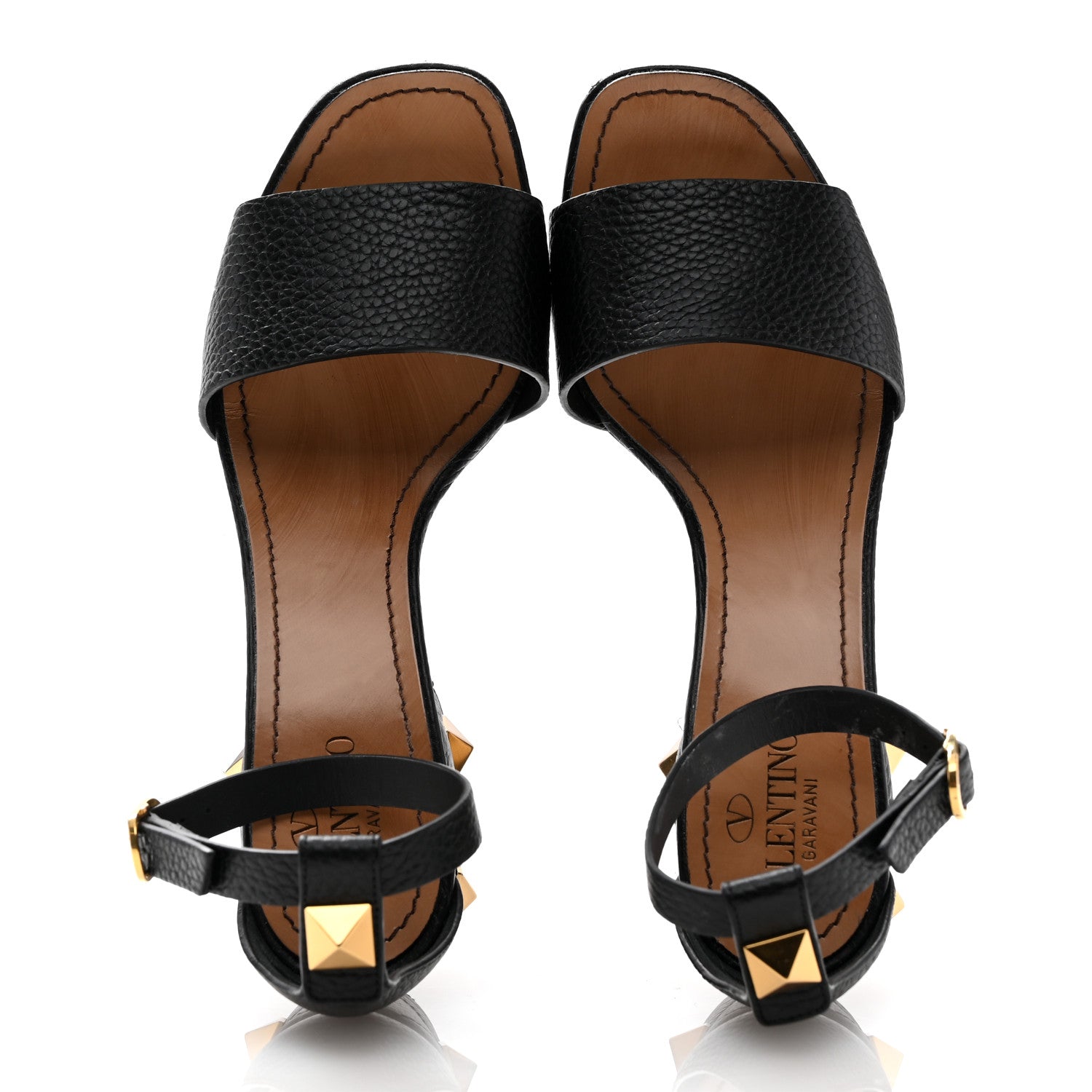 Valentino Garavani Grained Calfskin Roman Stud Ankle Strap 75mm Sandals 37 Black 2 of 11