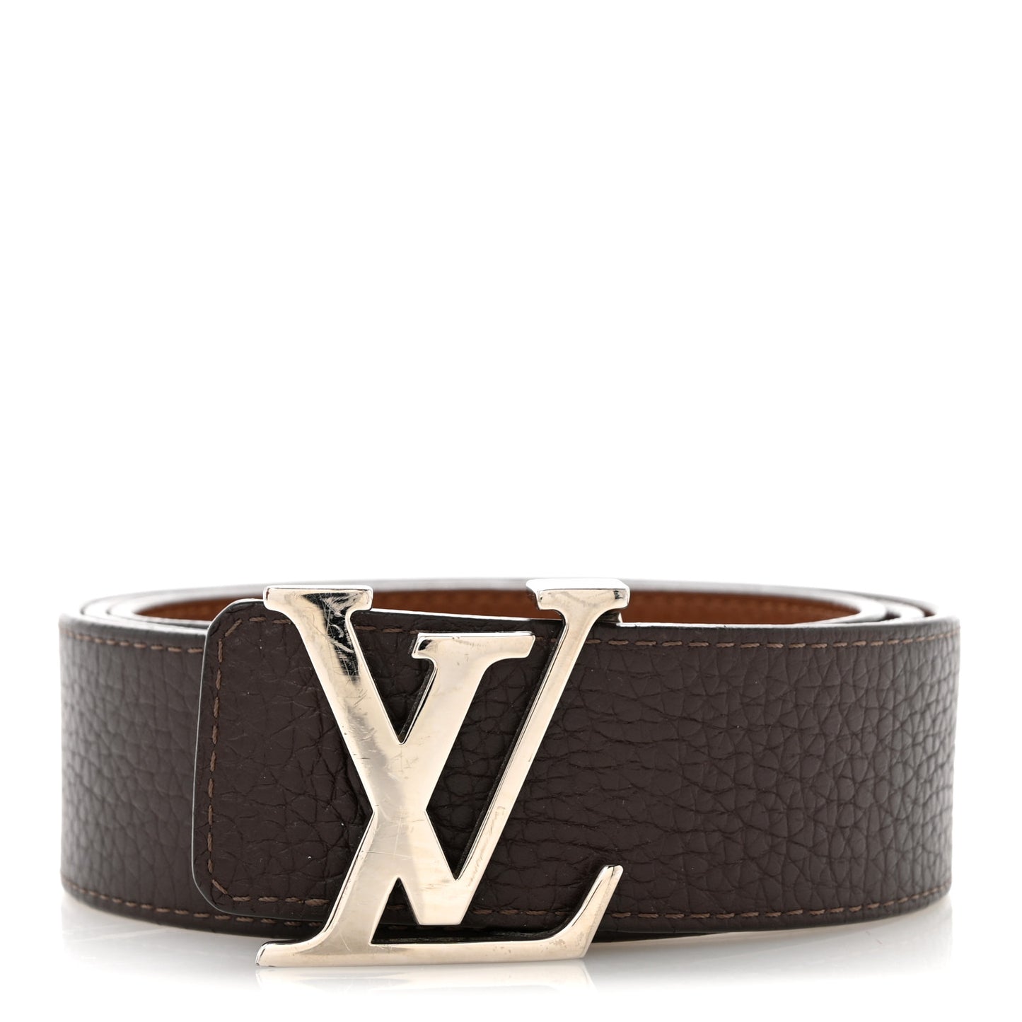 Taurillon Calfskin 30mm LV Initiales Reversible Belt 95 38 Brown Dark Brown