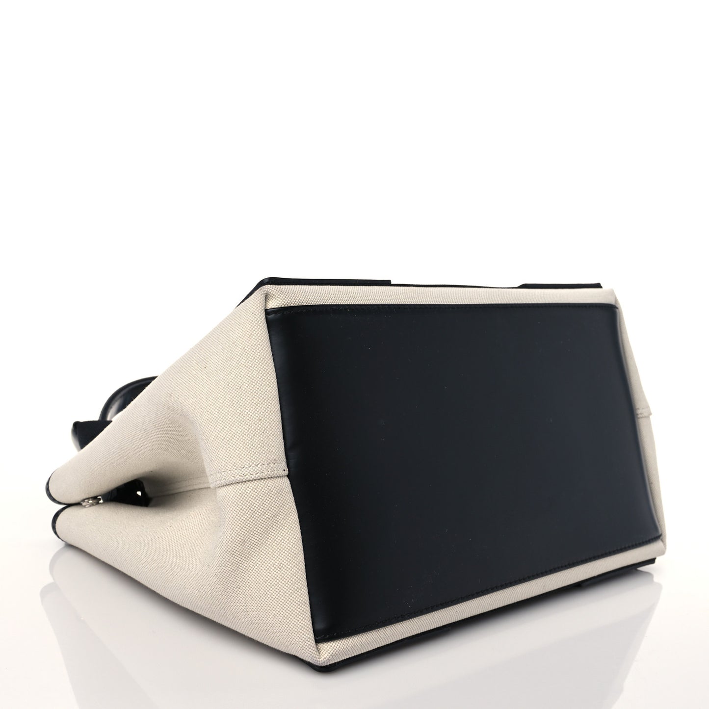 Cotton Canvas Calfskin Navy Cabas XS Natural Black