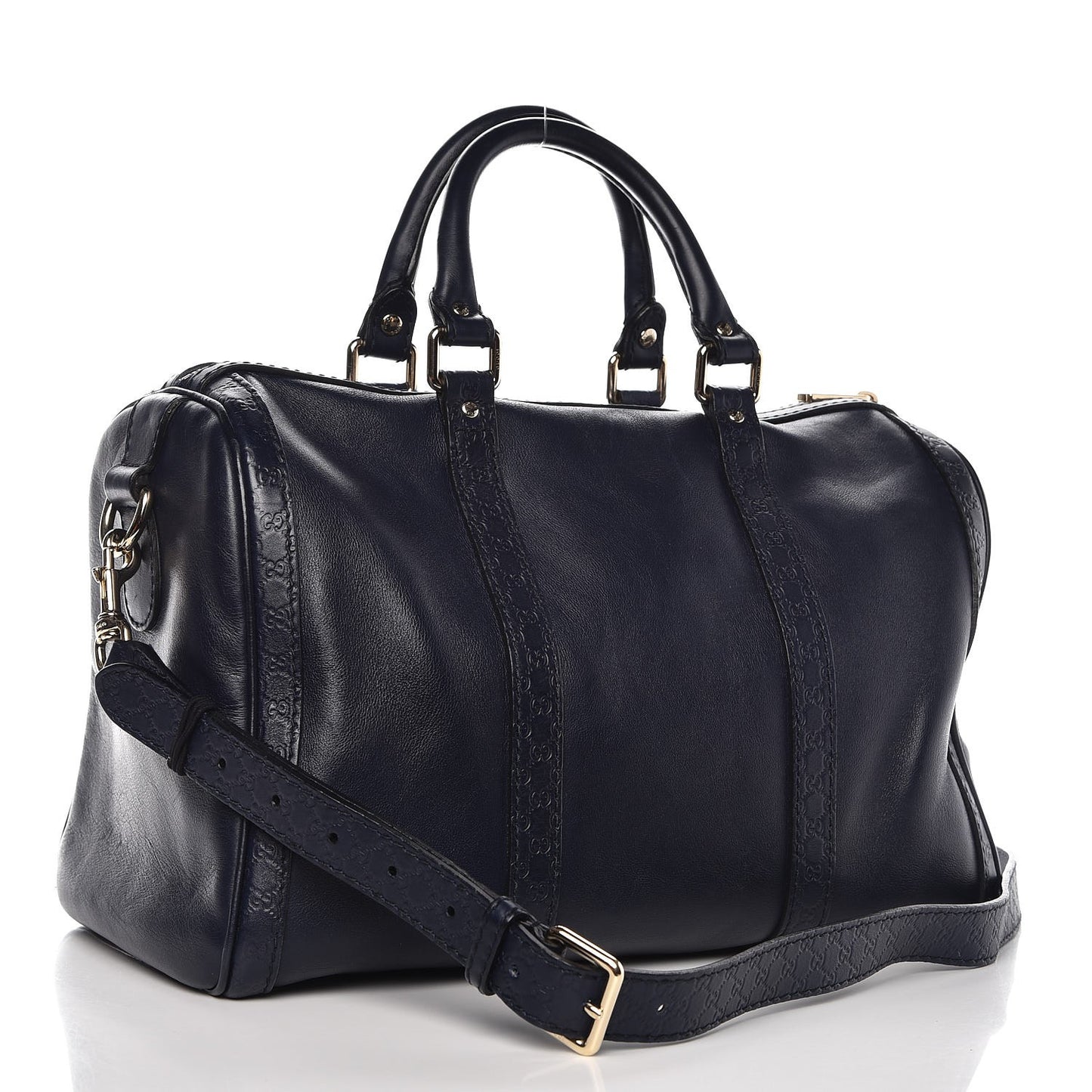 Calfskin Microguccissima Trim Medium Joy Boston Navy Blue